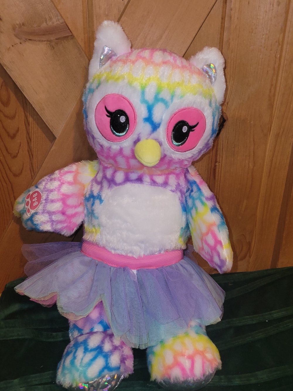Build-A-Bear Rainbow Tie-Dye Owl with  Tulle Skirt